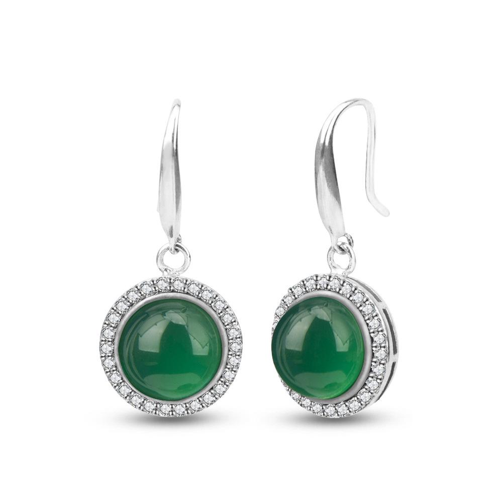 Jade Angel Ethnic Style S925 Silver Synthetic Agate Earrings