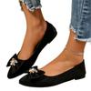 Women Casual Loafers Slip On Flats Pointed Toe Bowknot Decoration Rhinestone Embellishment Comfortable Large Size Footwear