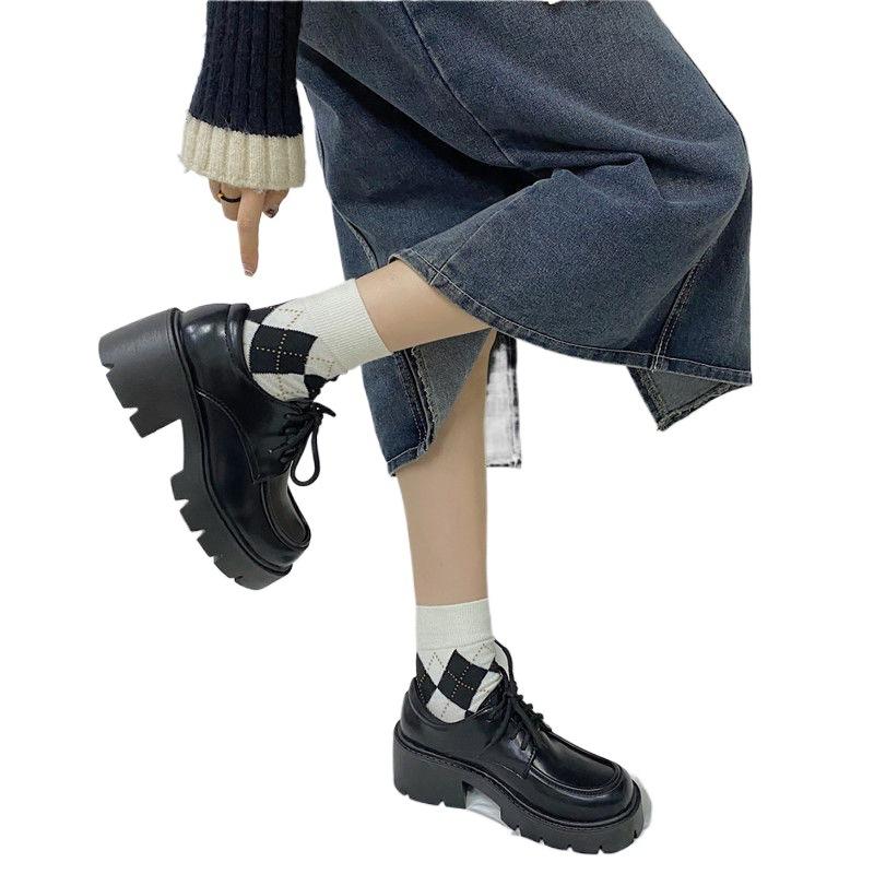 Size 35-43, large size women's shoes platform loafers women's 41 versatile fashion British style small leather shoes 42 round head single shoes