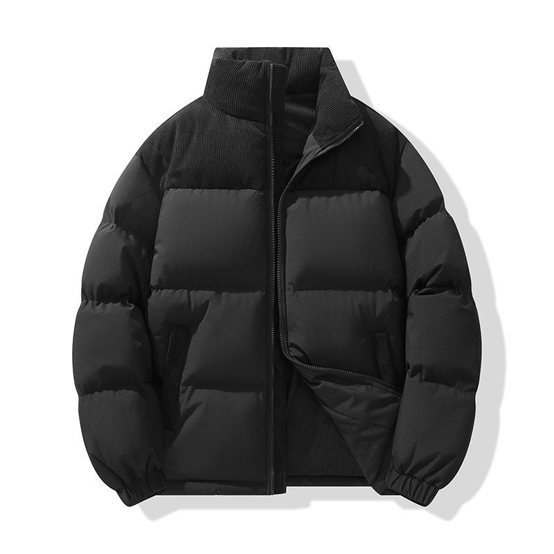 Winter Thickened Fleece Jacket Color Matching Puffer Jacket Stand Collar Short Couple Casual