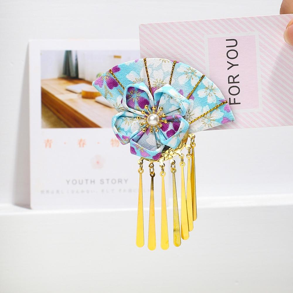 

Metal Tassel Kimono Hair Clip Traditional Flower Hair Accessories Hanfu Decoration Style B