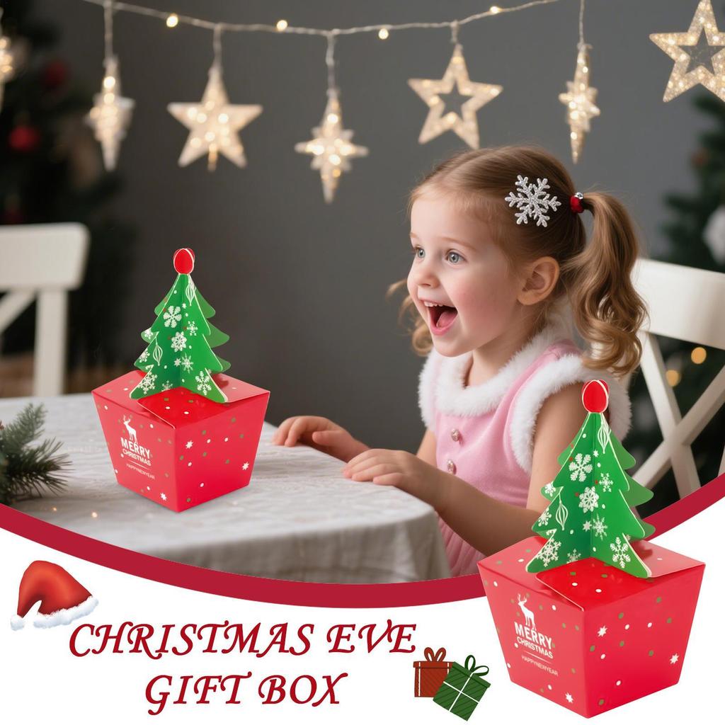 Christmas Boxes 10-Piece Christmas Tree Candy Box 3D Bag Basket Decoration For Valentine's Family Birthday Holiday Easter Snack