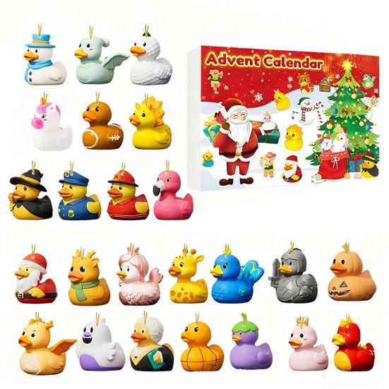 2025 Duck Advent Calendar 24 Days Acrylic Ornaments Christmas Countdown Box
