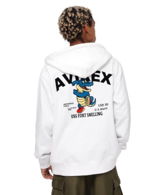 AVIREX USS FORT SNELLING USS Fort Snelling ТОЛСТОВКА НА МОЛНИИ, (Эксклюзив ВЕБ &ДЕПО) Толстовка на молнии, мужская, XL, 030, белая, 783-4231008