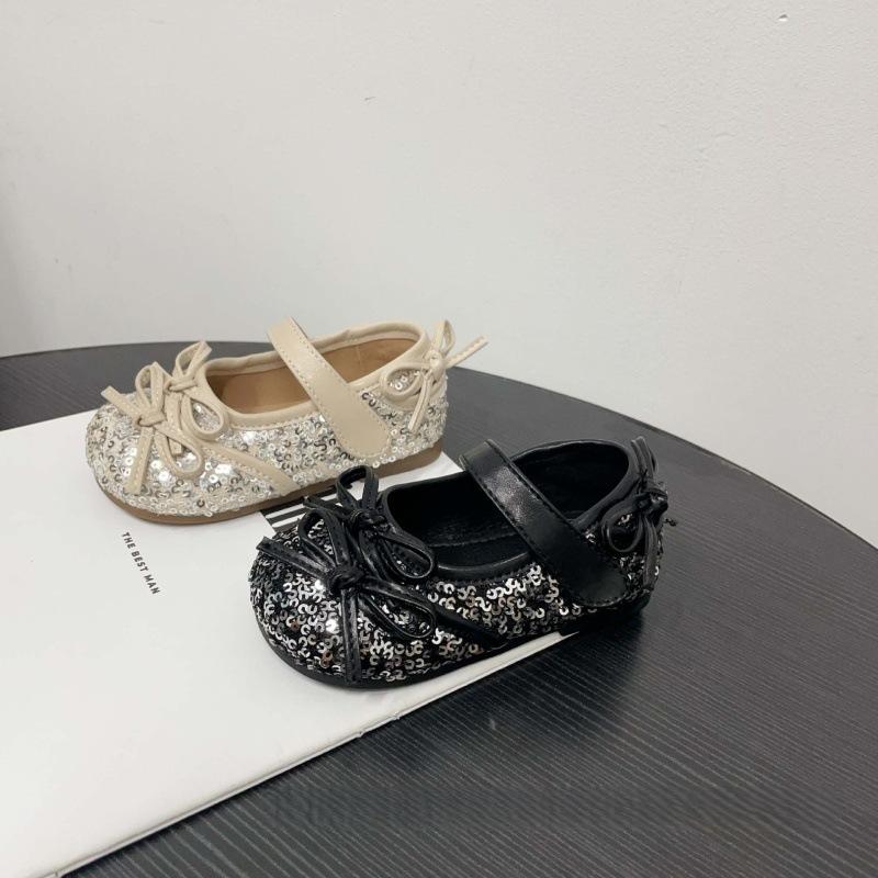Girls' Bowknot Princess Shoes Baby Girl's Sequined Small Leather Shoes Soft Sole Non-slip Shoes