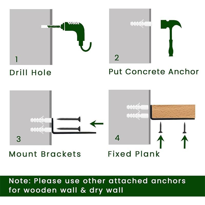 Floating Shelf Bracket Heavy Duty Hidden Wall Shelf Support Carbon Steel Black Invisible Brackets For Diy Floating Shelves Books