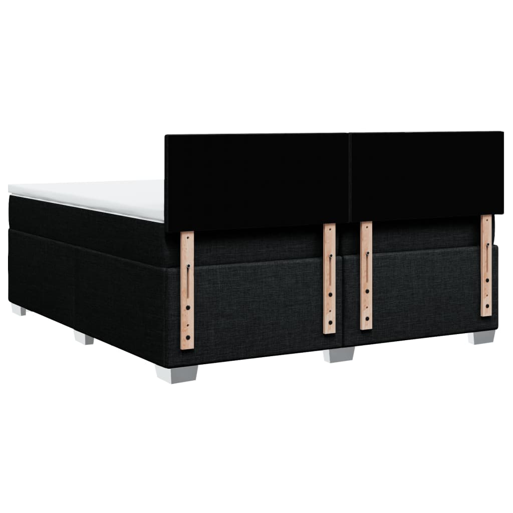 Box Spring Bed with Mattress Black 200x200 Cm Fabric