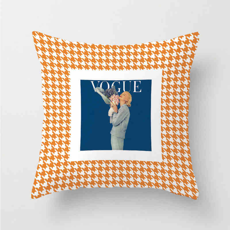 Nordic Orange Blue Pillow Living Room Geometric Sofa Cushion Cover Blue English Cushion Ins Orange Bay Window Cushion