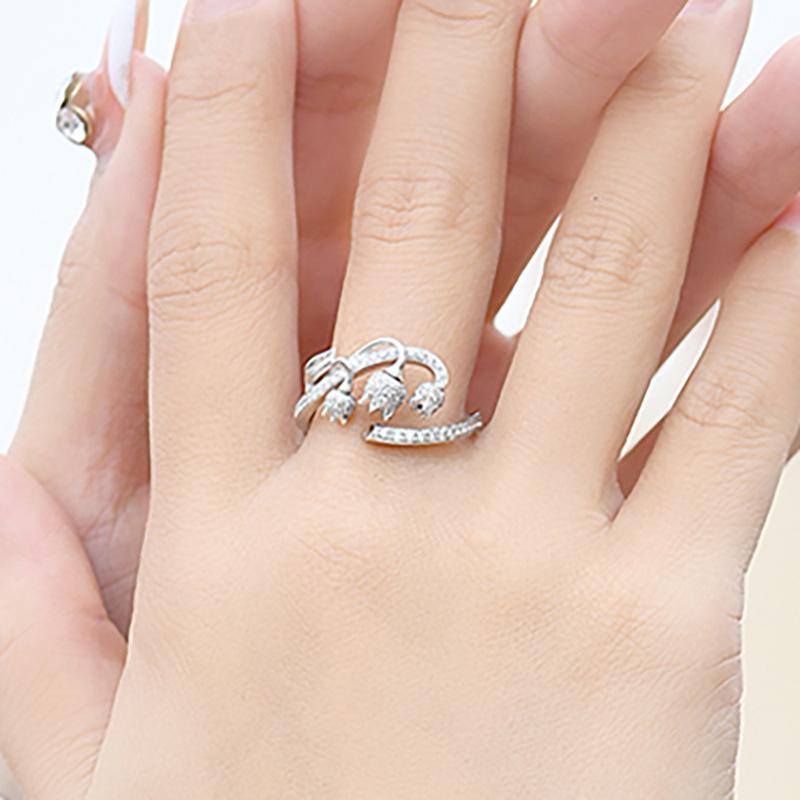 Rose Bud Three-Dimensional Open Ring, Light Luxury, Exquisite And Beautiful Design, Adjustable Seiko Ring
