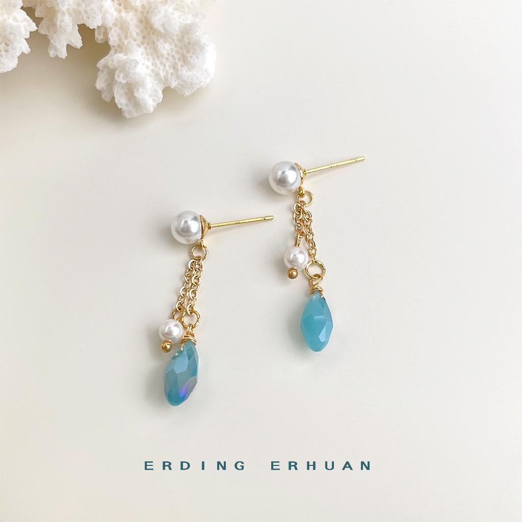 [Sea Blue Series] Summer New Original Design Handmade Fresh Holiday Blue Earrings Earrings