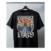 European Size Men's Vintage Woodstock 1969 Music Festival Tee - Original Iconic Print Round Neck T-Shirt Suitable for Concerts,Festivals & Casual Wear