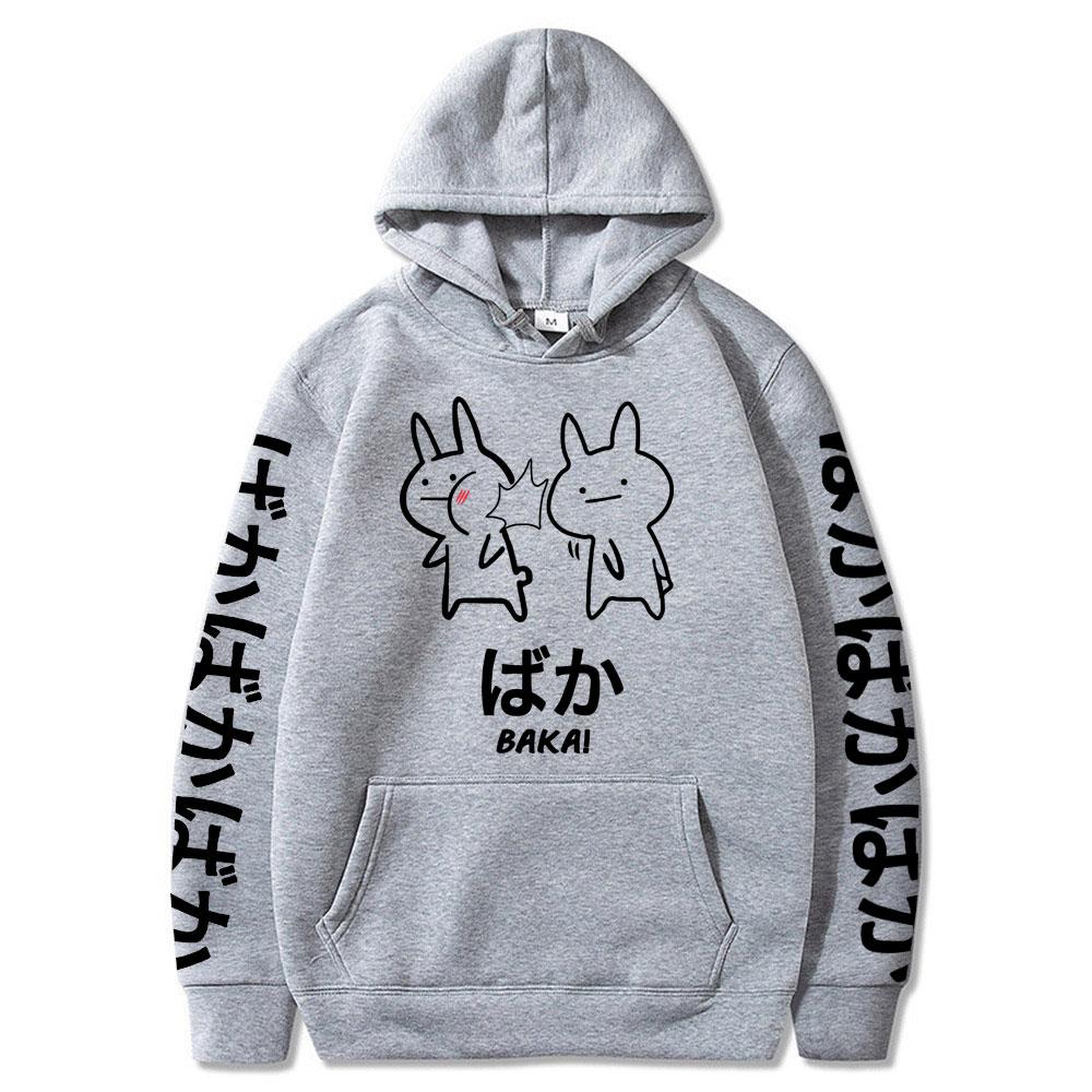 2021 Summer Japanese Anime Baka Rabbit Slap Hoodies Japan Anime Funny Cute Hoody Harajuku Black Japanese Sweatshirt Pullover