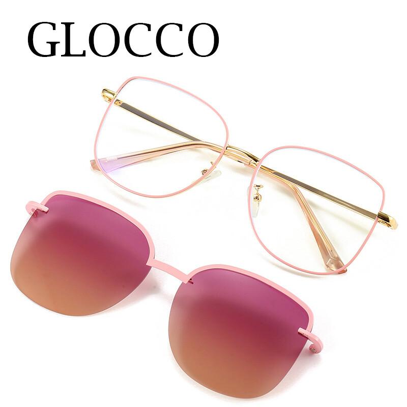 1/2 In 1 Magnetic Clip On Myopia Cat Eye Sunglasses Women Anti Glare Driving Eyewear Fashion Computer Glasses