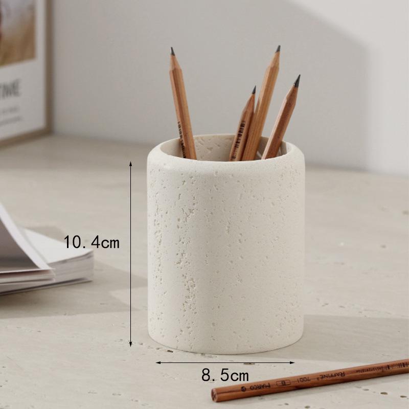 Travertine Luxury Pen Holder & Minimalist Desk Organizer Ornament