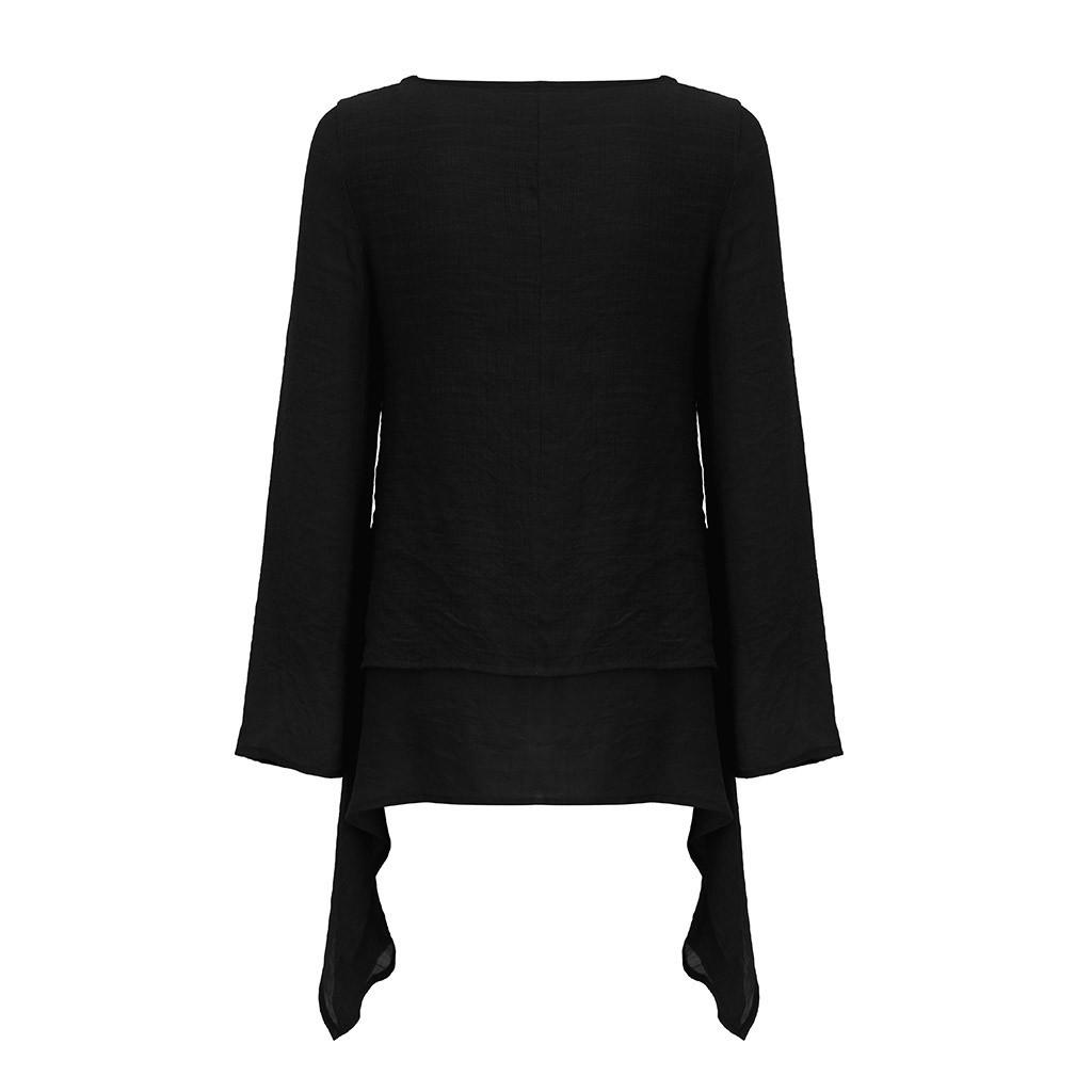 Damenmode, Übergröße, unregelmäßig, lässig, Leinen, langärmelig, Bluse
