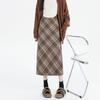 Classic Plaid Knit Midi Skirt High-waisted A-line, Fall/Spring, Women's Clothing.
