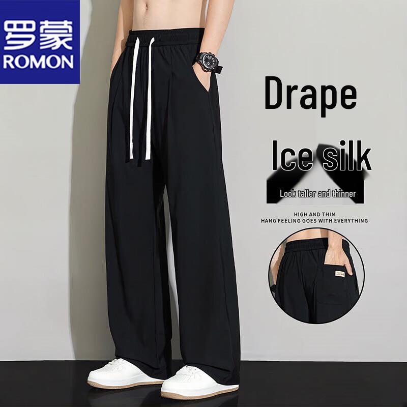 ROMON Men s Summer Casual Ice Silk Pants 4XL