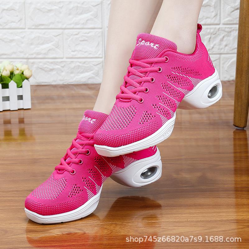 Four seasons mesh breathable square dancing shoes soft sole light yoga fitness shoes jumping shoes jazz dance shoes new