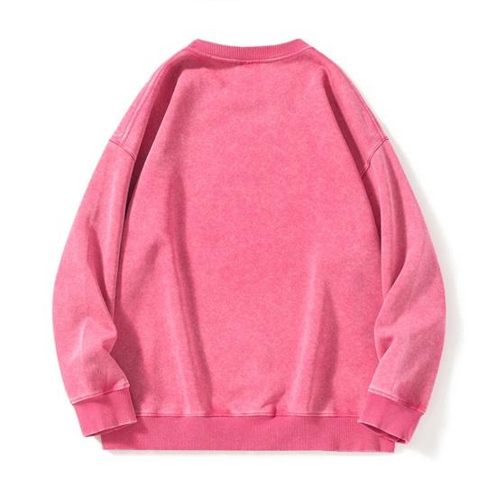 Unisex Spring Fall Top Distressed Design Cotton O Neck Solid Color with Elastic Cuffs And Hem Loose Pullover Lady Men Sweatshirt for Vacation Work And