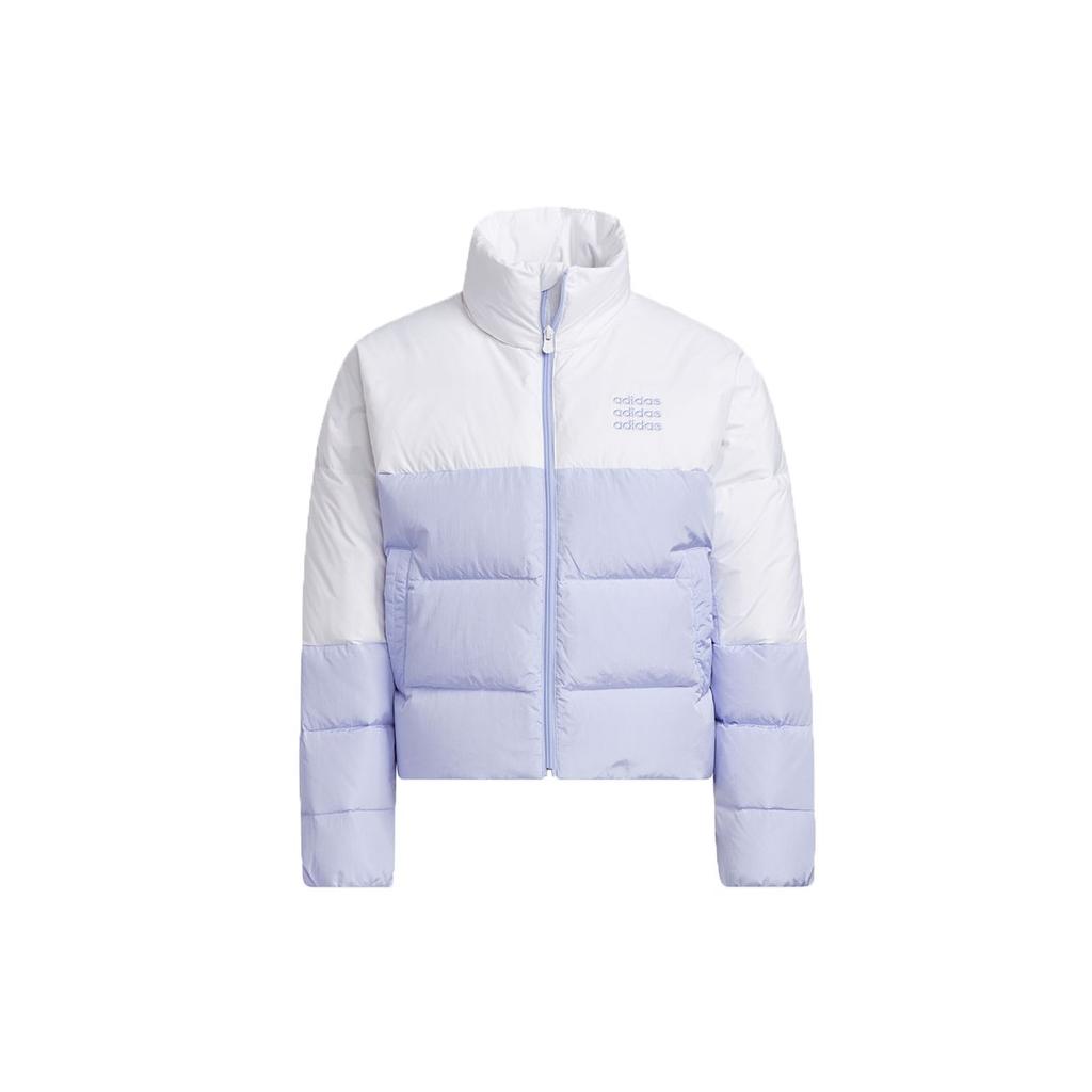 Adidas Neo W Icons+ Large Logo Print Color Block Stand Collar Down Jacket Women Outerwear White H36721