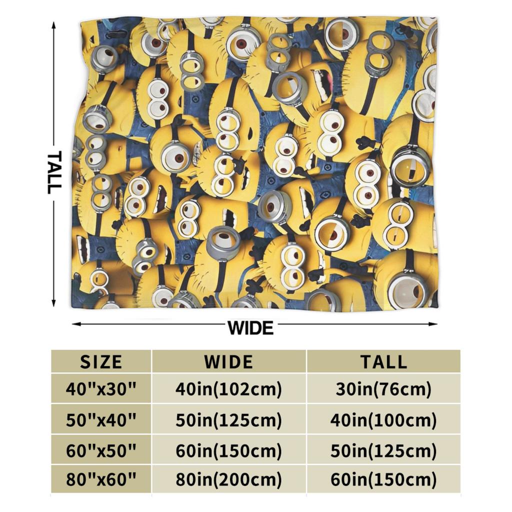 M-Minions Cute Cartoon Blanket Multi-size Warm Cozy Fluffy  Throw Blankets for Sofa Couch and Bed