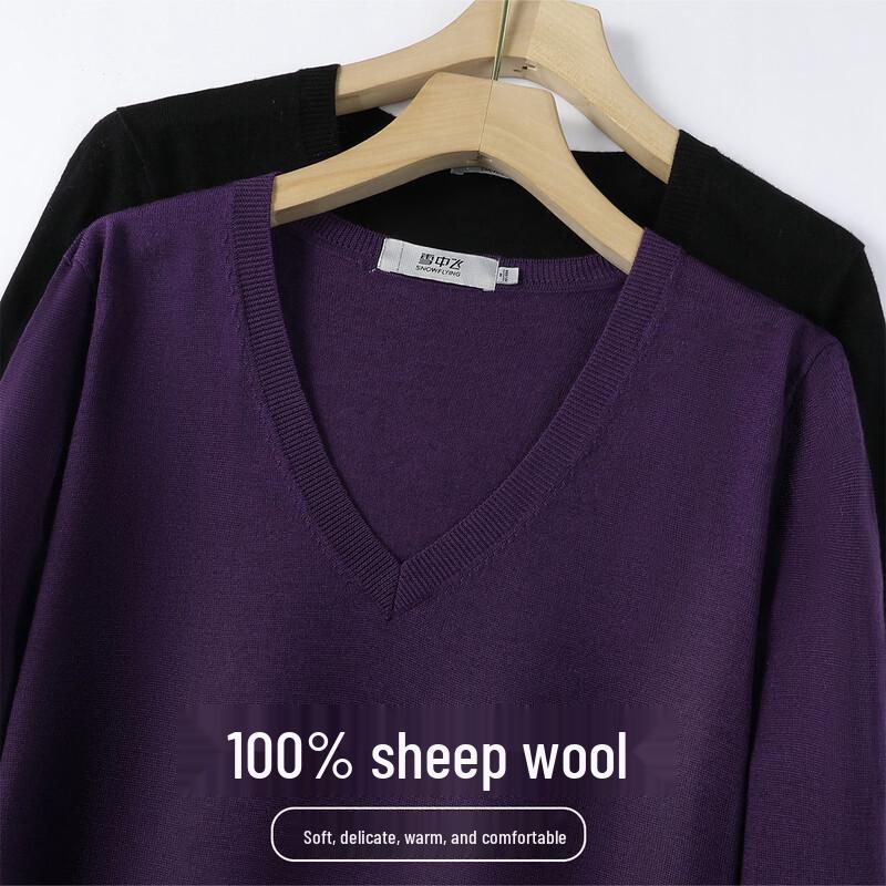 

SNOWFLYING Women s 100% Lambswool V-Neck Sweater L