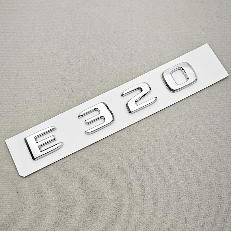 3D ABS Black Chrome Car Letters Logo E200 E220 E300 E320 E400 Emblem Rear Trunk Badge Decals For Mercedes Benz W213 W212 W211