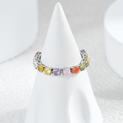 Verstelbare Damesring Kleurrijke Zirkonia Klauw Kettingring Dames Premium Gevoel Uittrekbare Vingerring Wijsvinger Ring Bruiloft Feest Sieraden