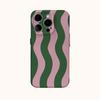 Green Pink Wavy Stripes Phone Case for IPhone 16 15 14 13 12 11 X XS XR XSMAX 7 8 Pro Max Plus Double-layer Back Cover