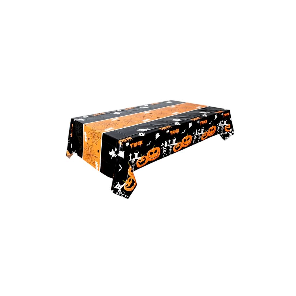 Halloween Disposable Plastic Tablecloth with Pumpkin Design for Party Decorations