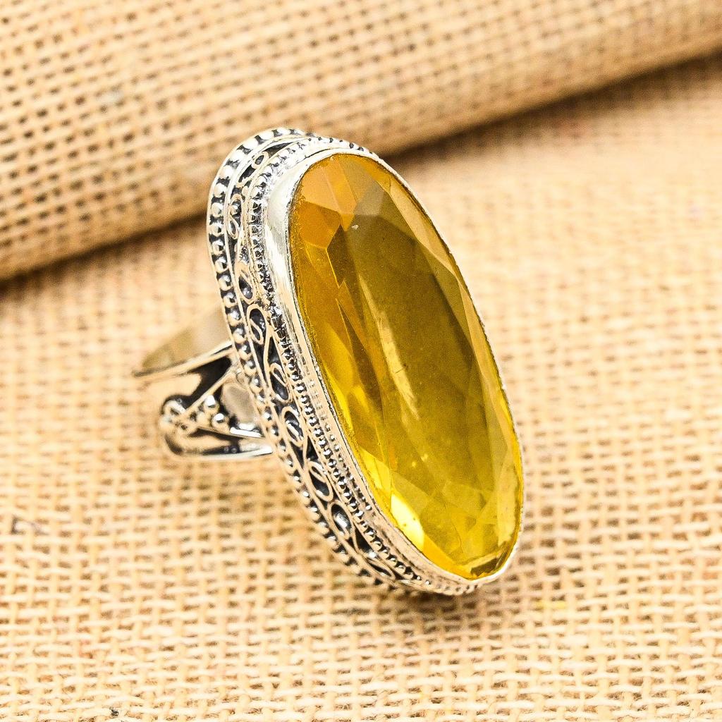 Citrine Gemstone Handmade 925 Sterling Silver Vintage Jewelry For Gift Ring