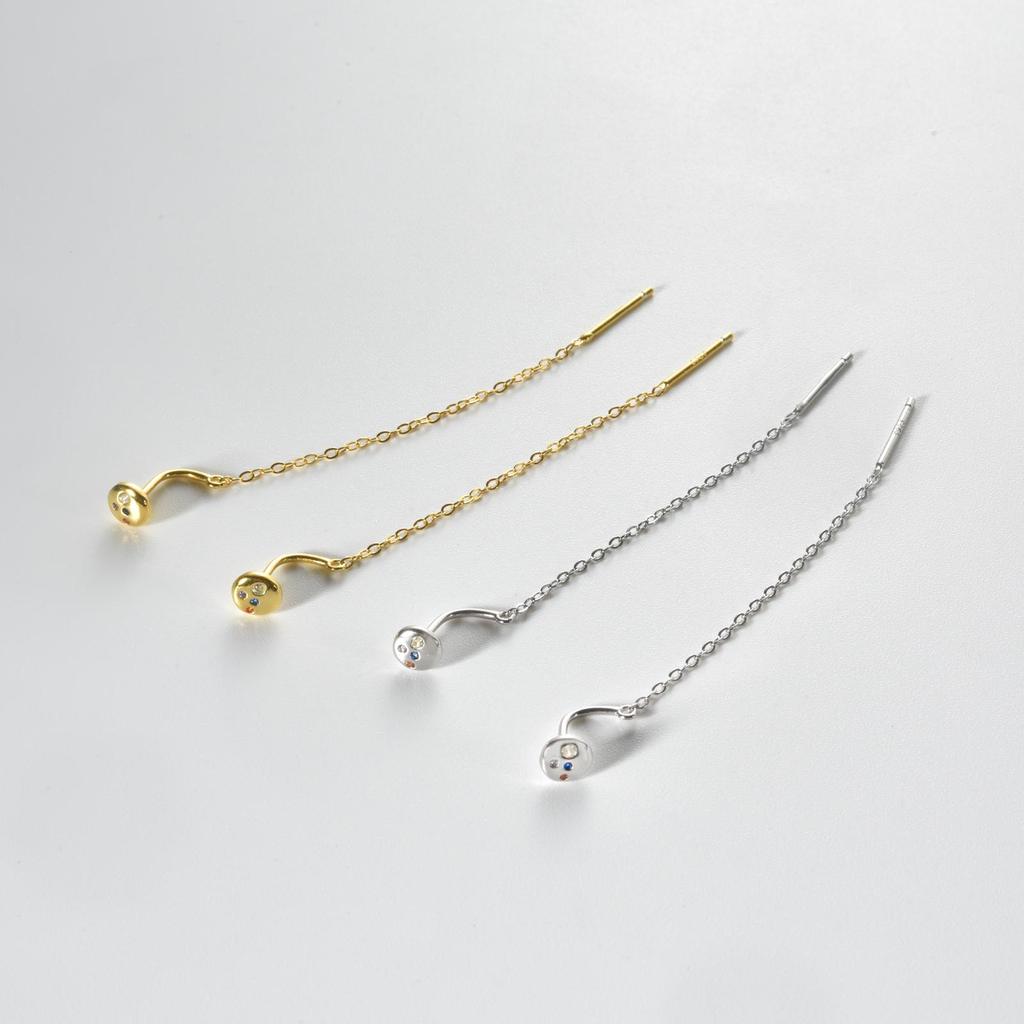 ANDYWEN 925 Silver A Pair Of Gold Silver Fashion Long Chain Tassel Stud Earrings Ladies 2023 High Jewelry