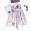 Soft Knitted Wool Shawl Cold-proof Long Neckscarf with Tassel Gifts Classic Plaid Scarf  Women