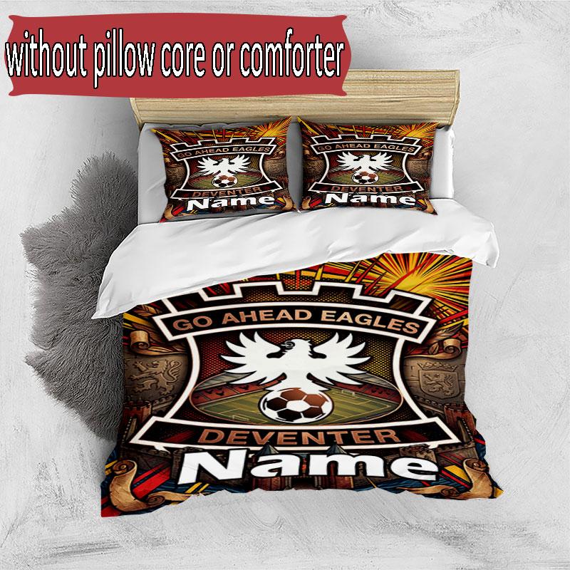 3pcs Duvet Cover Set (1*Duvet Cover + 2*Pillowcase, Without Core), Custom Name Go Ahead Eagles Pattern Bedding Set, Home Bedroom Decor Gift
