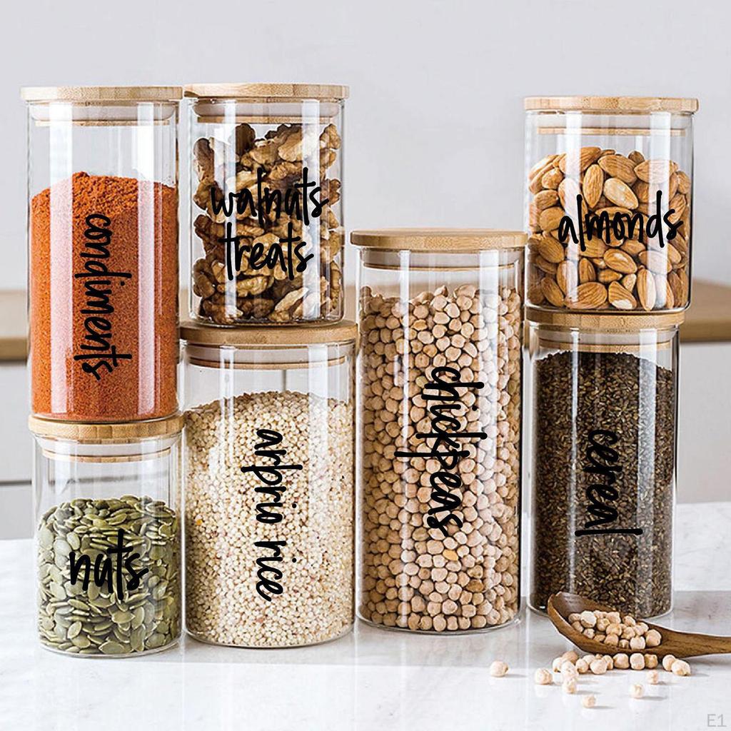 Pantry Labels Set, Water Resistant Food Label Sticker, Self Adhesive Glass Cups Storage