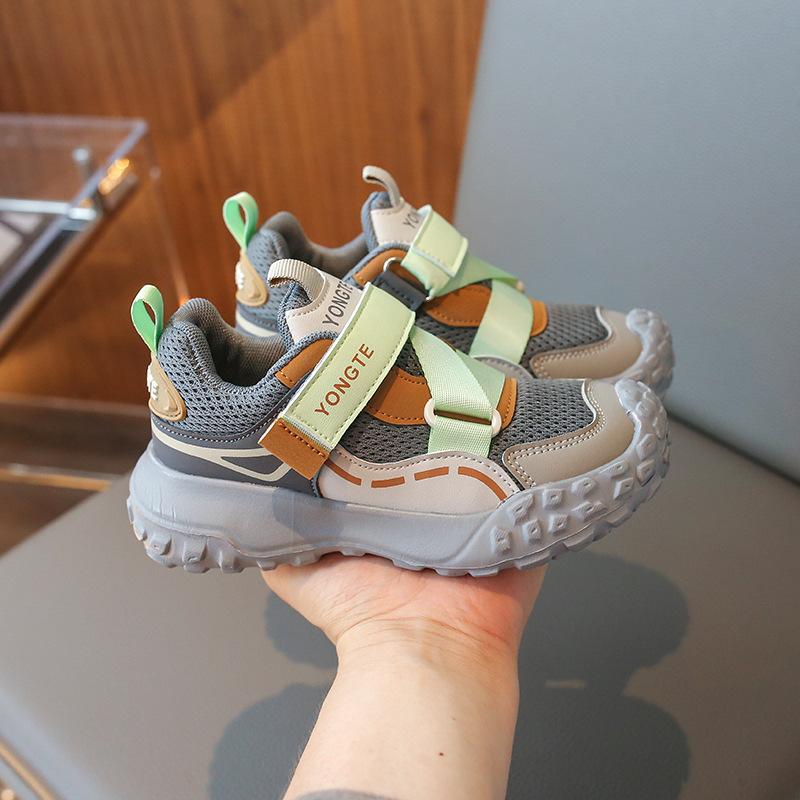 Girls shoes 2025 new early autumn children's mesh Velcro dad shoes girls breathable sports mesh shoes medium and old children