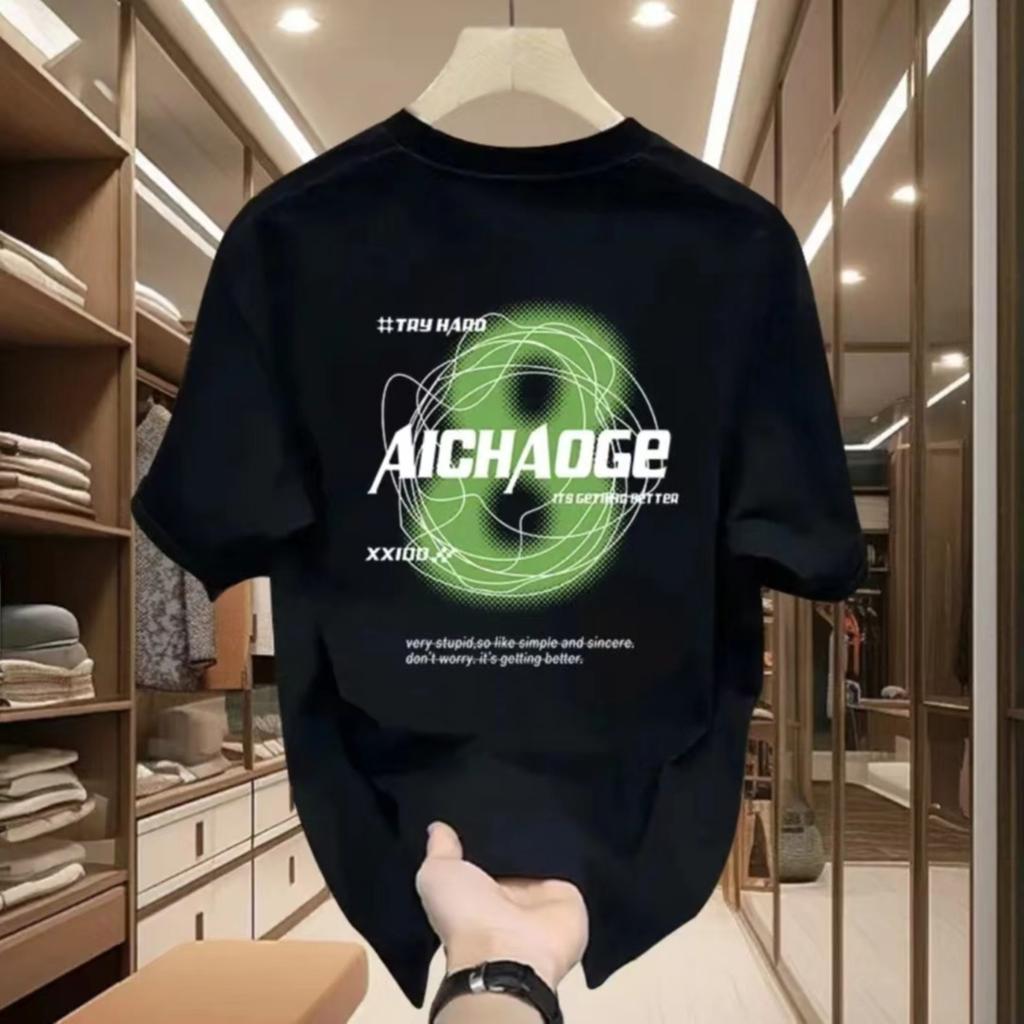 Trendy Brand Short-Sleeved Pure Cotton Men'S Printed T-Shirt Trendy Men'S And Women'S Versatile Round Neck T-Shirt Men'S