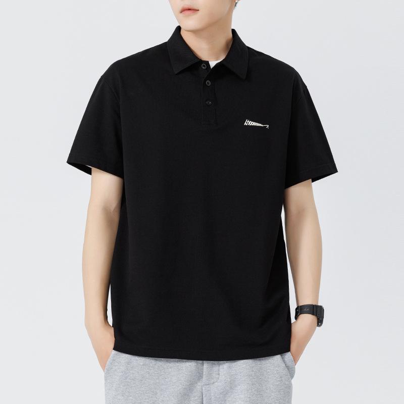 Heavy Polo Shirt Short-sleeved Men's Summer New American Lapel T-shirt Mercerized Cotton Top