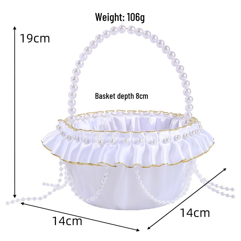 

Европейская белая жемчужная корзина для девочки-цветочницы – Сатиновая отделка для лепестков на свадьбу