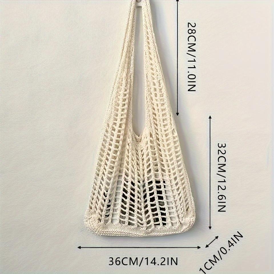 Elegant Summer Durable Beach Shoulder Bag - Minimalist Hollow Knit Solid Color With Stylish Wristlet Ideal For Holidays