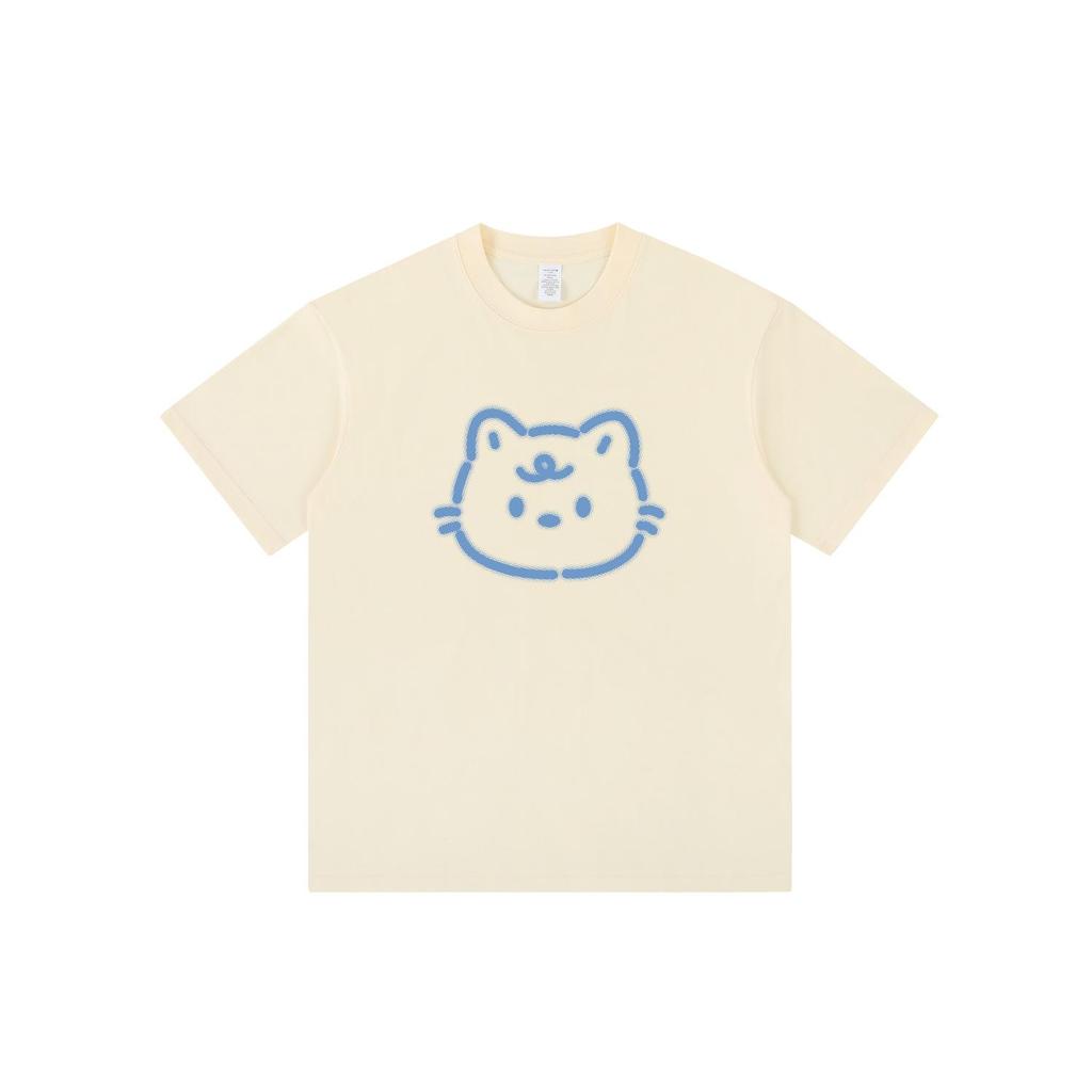 Blurred Lines Dog Print Unisex Streetwear T-Shirt: Trendy & Loose Fit for Couples