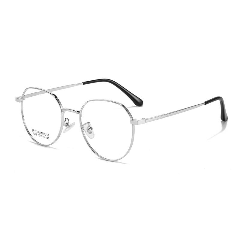 Retro Polygonal Titanium Eyeglass Frame - Fashionable Design for Men & Women серебряный