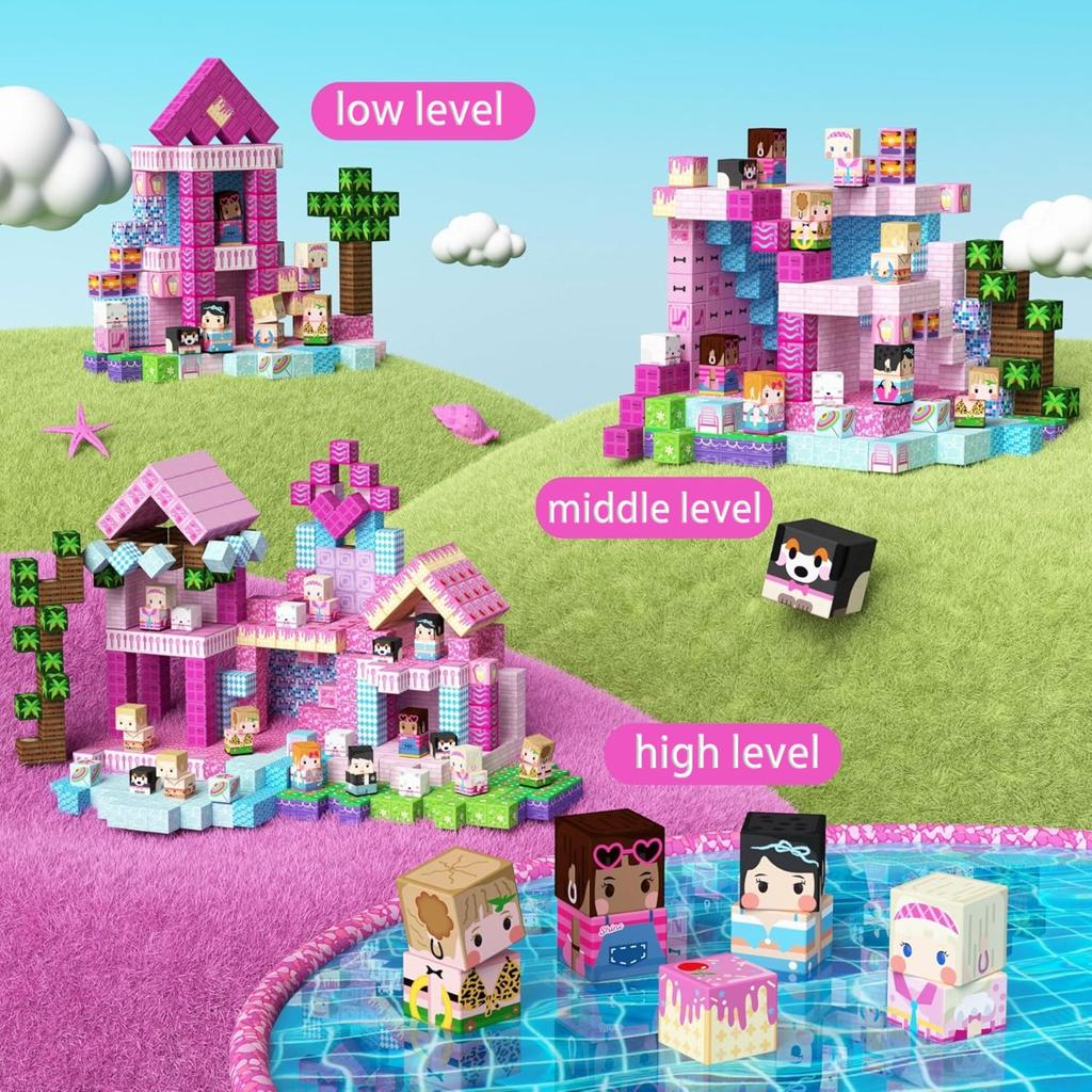Magnetic Building Blocks Mine World Magnetic Pool Castle Villa Party Construction Brick Cube Stem Boy Girl Children Toy Set Gift