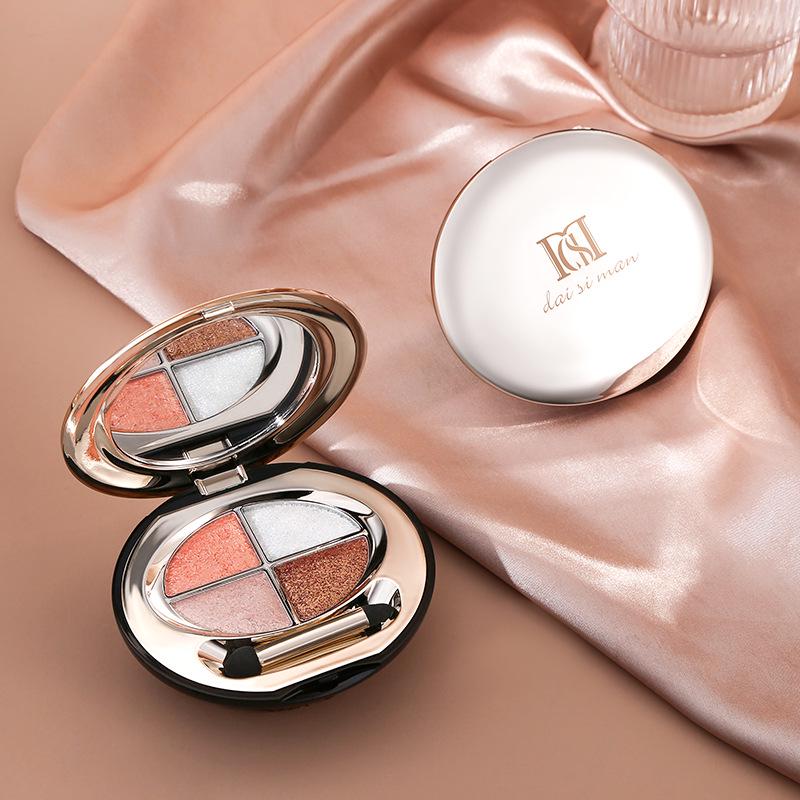 Daisy Man Nude Glitter Eyeshadow Palette: Waterproof, Four-Color Pearlescent for Beginners