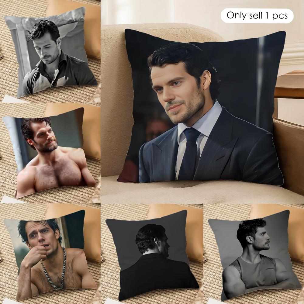 Super Star HHenry Cavill Cushion Cover Silky Short Plush Invisible Zipper Dustproof Sofa Pillow Case for Home Decor