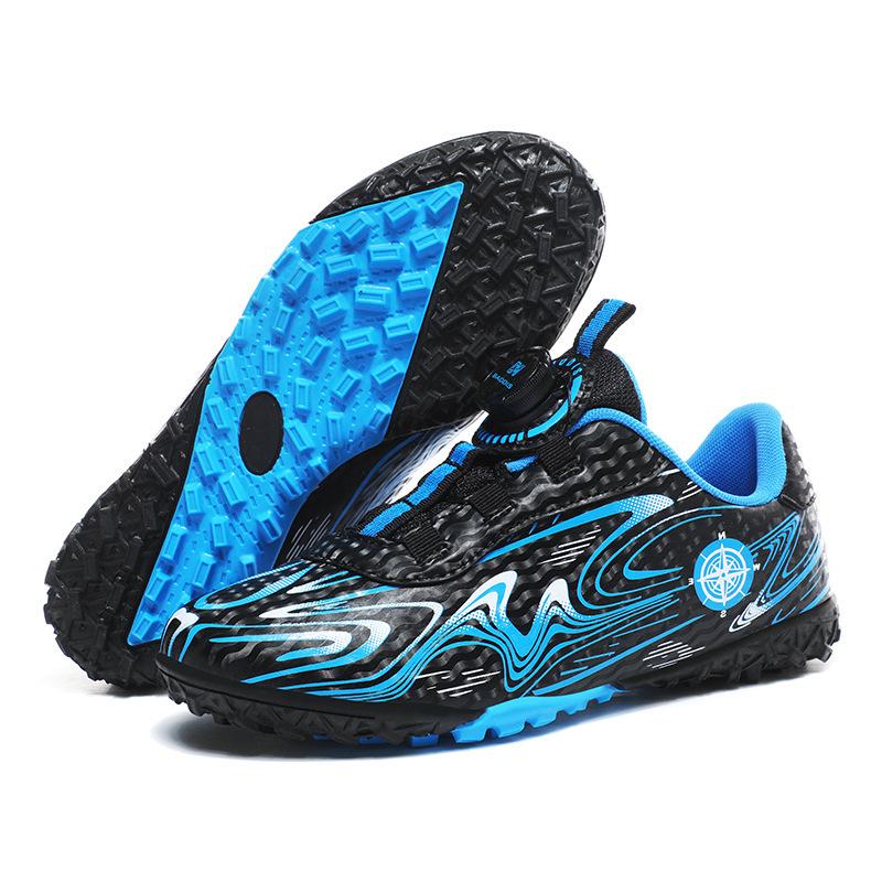 

Rotate Press Button Velcro Lace-Free New Children s Football Shoes Training Shoes TF Shredded Nails Boys Girls Students 35