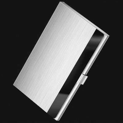 Business Card Holder, for Men and Women, Slim Minimalist Design Case, Stainless Steel Metal, Fits 18 Business Cards In Pocket