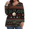 Women's Fashionable Casual Long Sleeved Plus Size  Print Top Plus Size Floral Print Top