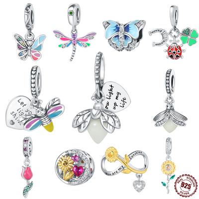 Pendentif en argent sterling S925 accessoires abeille papillon perlé style européen et américain original bracelet DIY