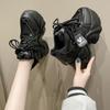 Fashion 9.5CM Women Platform Sneakers Lace-up Autumn Sports Dad Shoes High Top Chunky Casual Shoes Woman Thick Bottom Mesh White Shoes